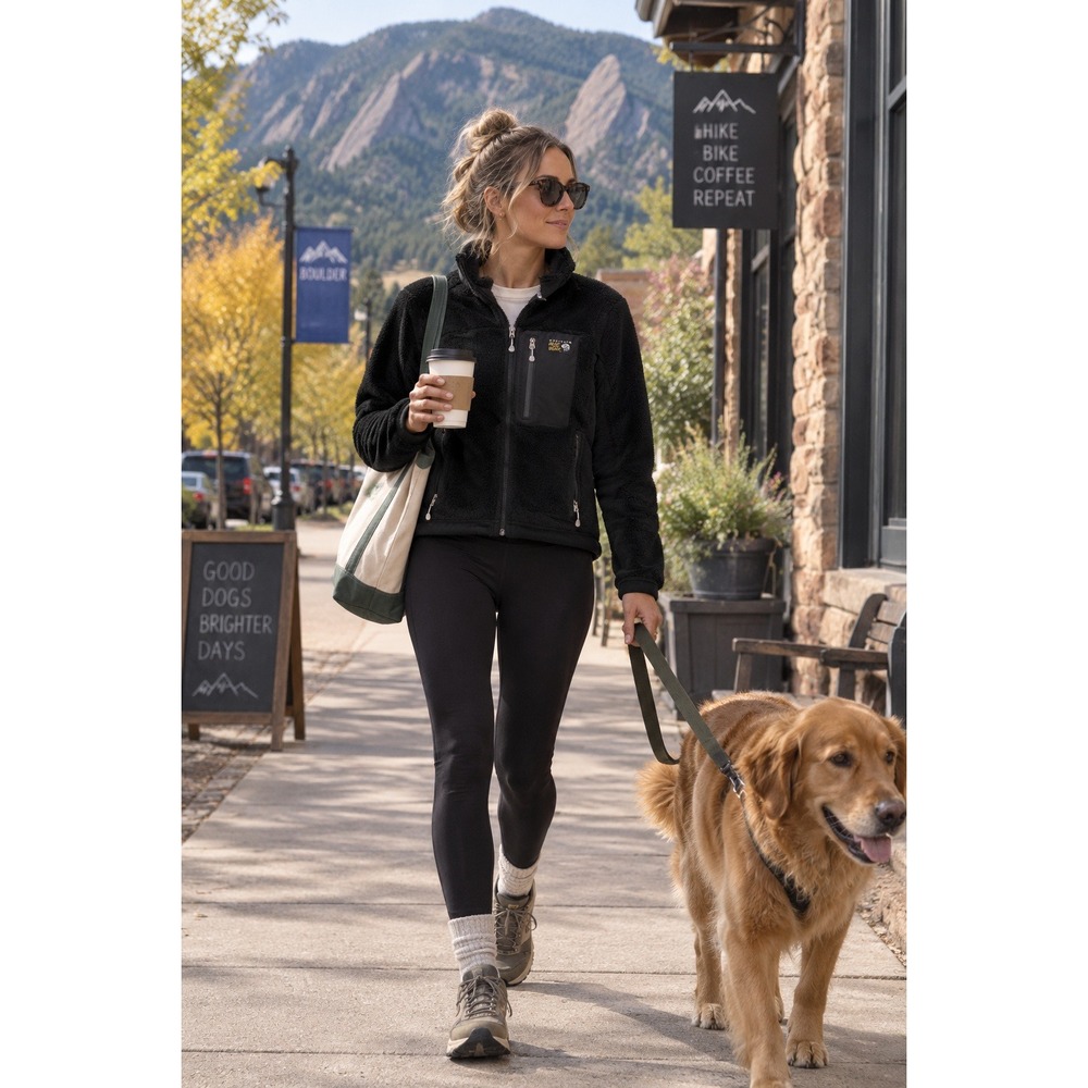 Mountain Hardwear black super soft zip up fleece fall back to school layering SM